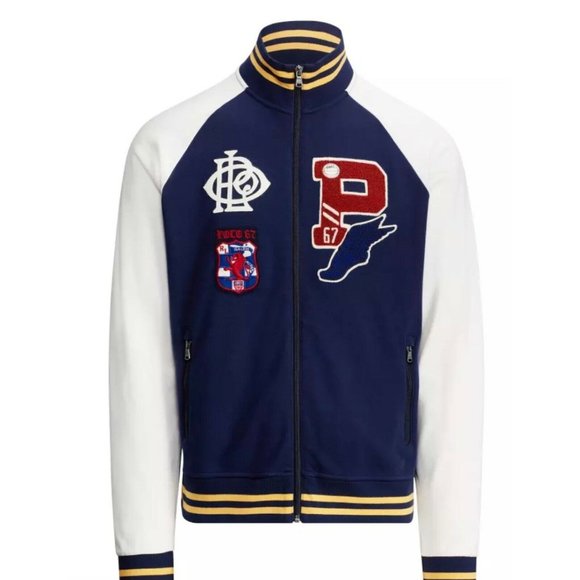 Polo Ralph Lauren Mens Blue P Wing Crest Letterman Varsity Track Jacket Size S - Picture 1 of 10